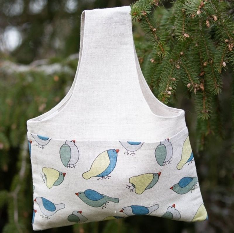 Strikkeveske med fugler