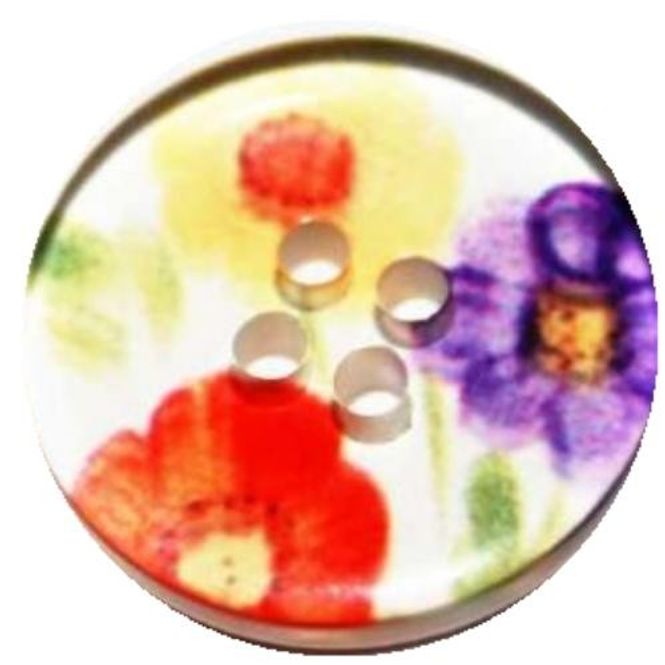 Hovedbilde Knapp med blomster - 15 mm